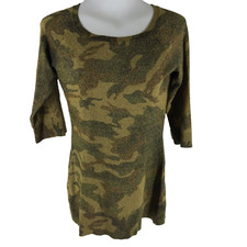 Womens Sweaters Dresses Sparkly Camo Tunic Green Gold Holidays Metallic Glitter