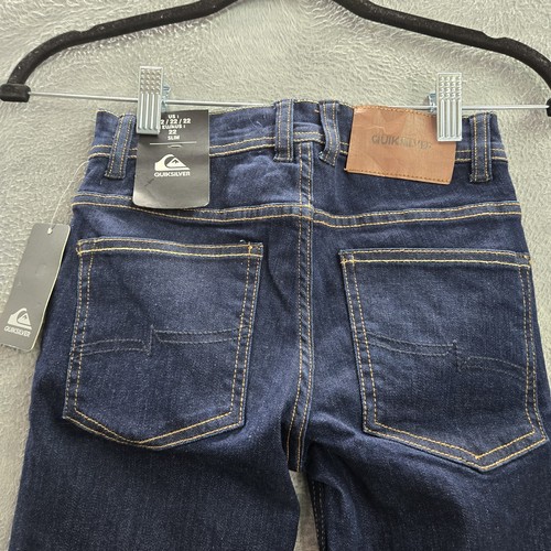 Quiksilver Boys Jeans 22 Dark Blue Denim Logo Button 25" Inseam Cotton NWT - Picture 12 of 13