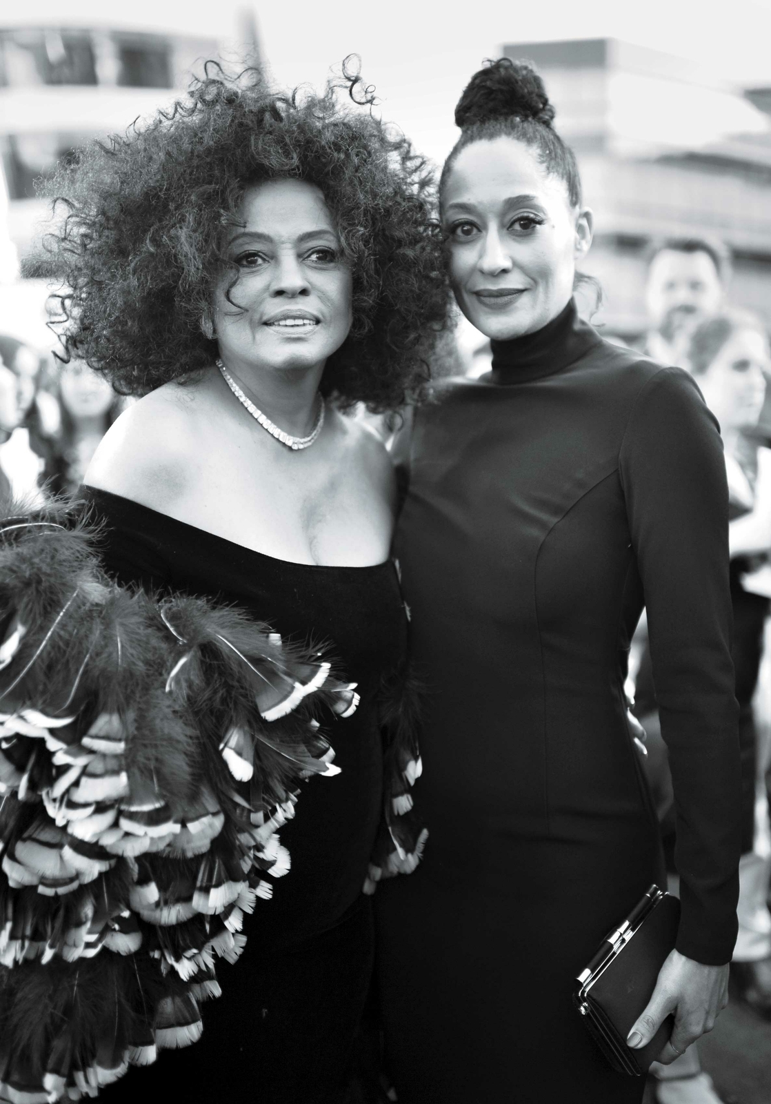 Diana Ross And Tracee Ellis Posing Black And White 8x10 Picture Celebrity Print