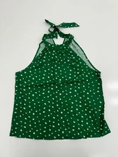 Shein Womens Green White Floral Neck Tie Tank Size Large