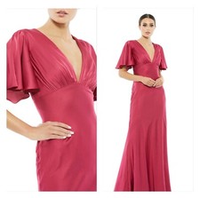 Mac Duggal 55402 Long Formal Satin Evening Dress Pink Raspberry Size 4 NWT