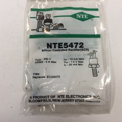 (1) NTE5472 Silicon Controlled Rectifier (SCR) 5 Amp, TO64