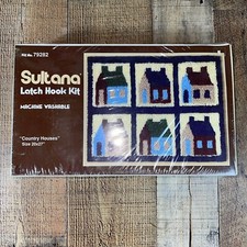Vtg NEW Sultana  Country Houses  Latch Hook Wall Hanging Kit 20"x27" 79282