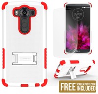 White Red Tri-shield Soft Rubber Skin Hard Case Cover Stand For Lg V10 Phone on sale White Red Tri-shield Soft Rubber Skin Hard Case Cover Stand For Lg V10 Phone on sale
