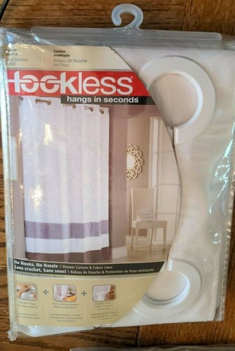 NEW Hookless ez on Amethyst purple block Shower Curtain with Peva Linern C - 第 1/2 張圖片