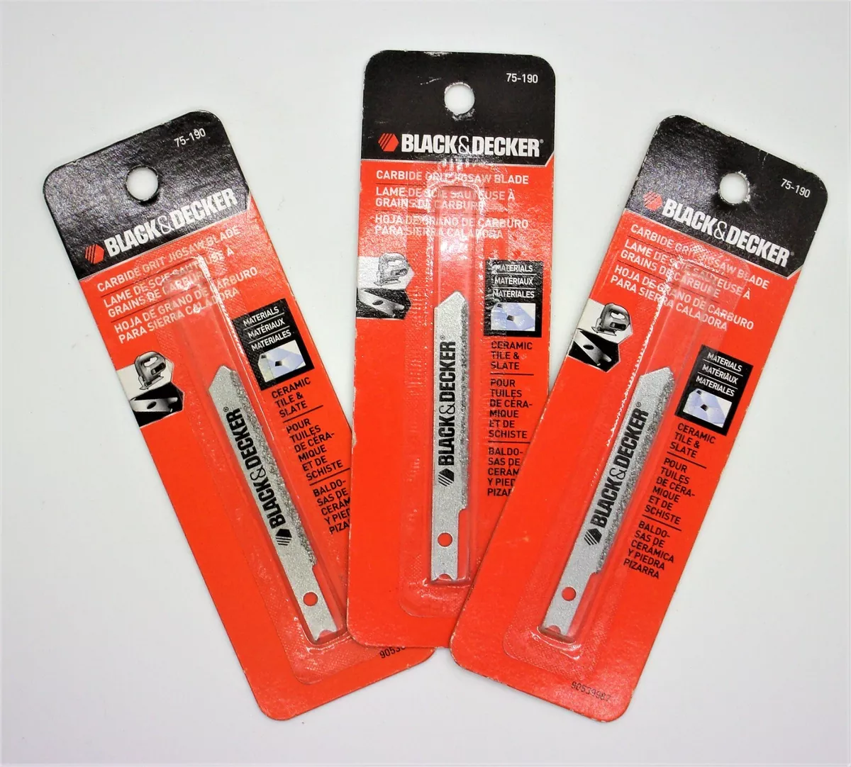 Black & Decker # 75-190 2-7/8 Carbide Coated Jig Saw Blade 1/4 Shank 3  Pack