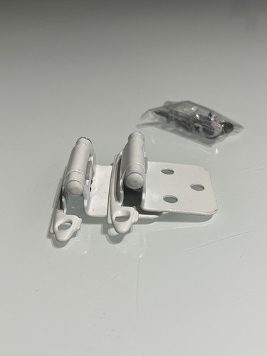 Cabinet Hinges White Flush Mount with Screws Pair Laurey - 28742 - Picture 3 of 5