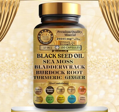 Black Seed Oil 7000 mg Sea Moss 5000 mg Ashwagandha 3000 mg Turmeric Bladderw...