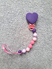 Baby Girl Pacifier Clip Silicone Heart - not teether