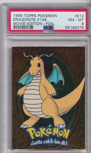 Pokemon -1999 TOPPS Dragonite #149 Movie Edition- Foil PSA 8 (558)