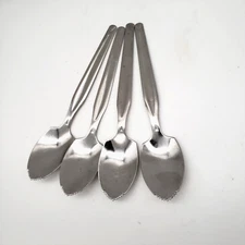 Set of 4 Enjoy Grapefruit Serrated Edge Stainless Spoons Vintage Fruit Breakfast