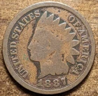 1887 Indian Head Cent Penny Good