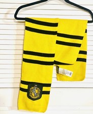 Harry Potter Hufflepuff Halloween House Knit Costume Yellow Black Scarf 58  EUC