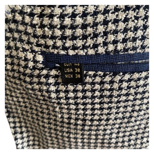 Massimo Dutti Blazer Jacket Blue White Linen Blend 3 Button Peak Men's UK 42 - Picture 14 of 17