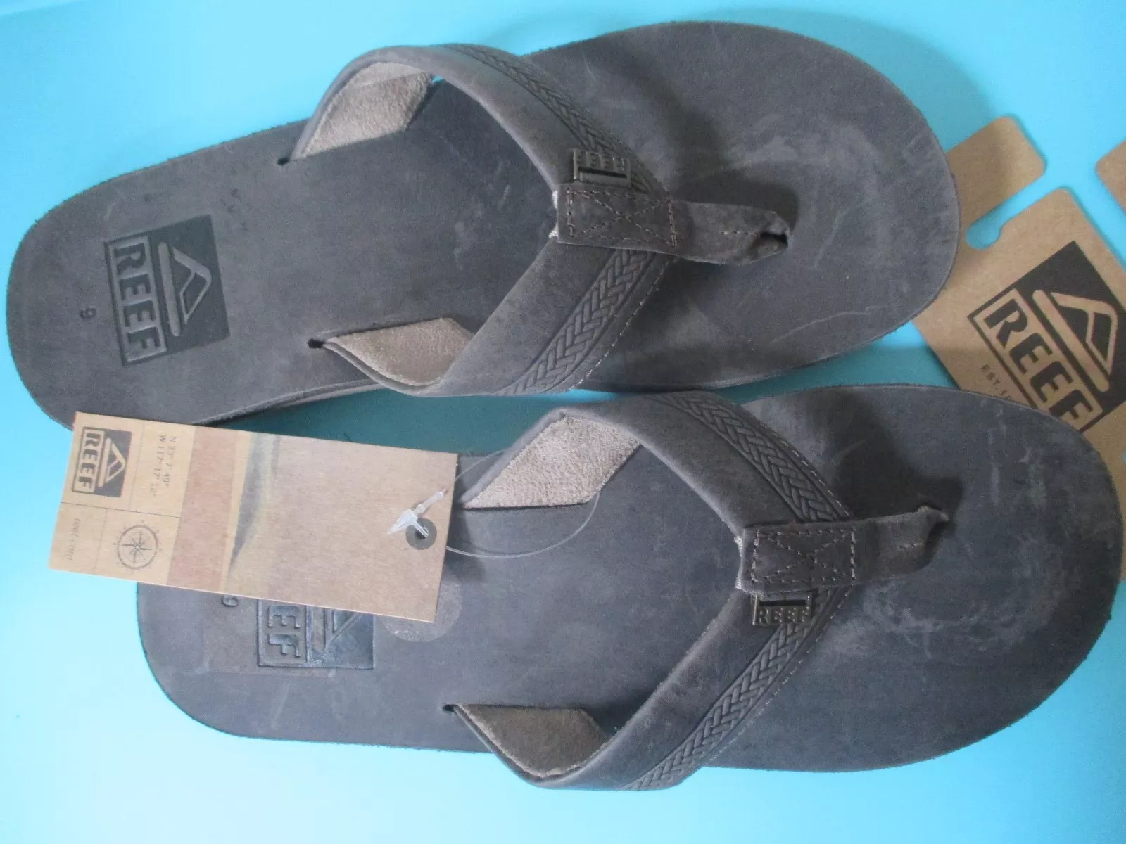 NEW* REEF SANDALS 8.5 9 Mens SUR LEATHER FLIP FLOPS SHOES Dark Brown