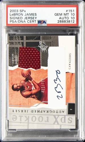 2003 UPPER DECK SPX SIGNED JERSEY #151 LEBRON JAMES ROOKIE /750 PSA 10 AUTO 10