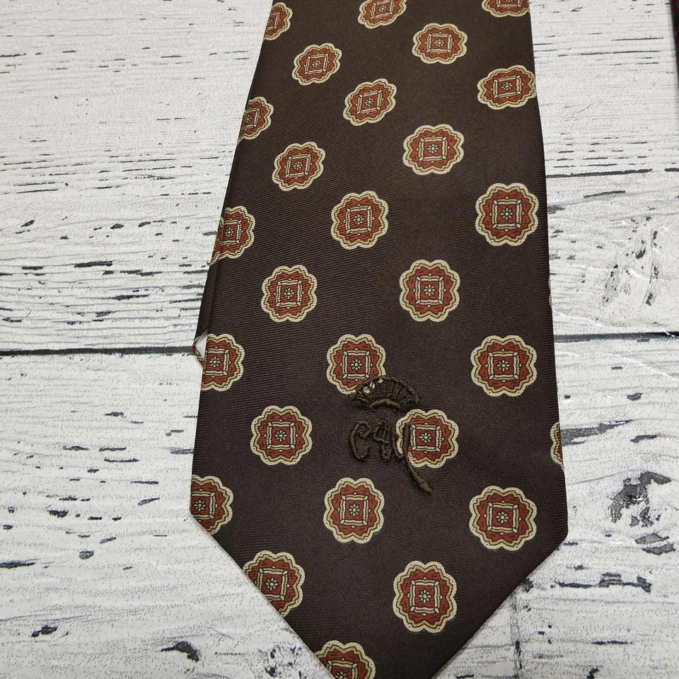 Lote de 3 Corbatas Condesa Mara Para Hombres Marrón Paisley Rayas Geométricas Sixtino Satén Foto 3 de 4