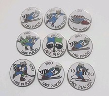 1980 Lake Placid Winter Olympics Pin Set Masc...