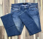 Replay Men Grover Straight Fit Denim Jeans W36 L30 Dark Blue Button Fly