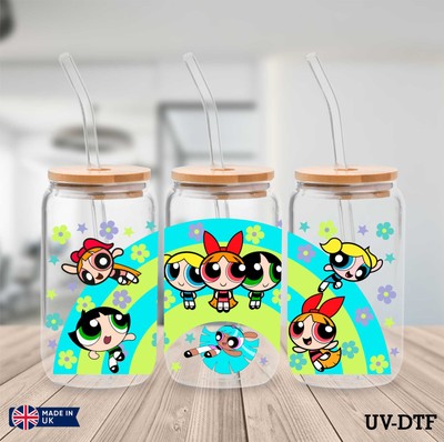 Powerpuff Girls UV DTF Aufkleber - 16oz Libbey Dose Glasfolie yn909
