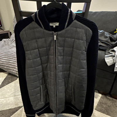 SPADA Roma Men's Bomber Jacket Full Zip Quilted Black/Gray Size L
