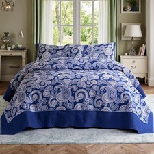 Royal Blue Twin Patchwork Quilt Set-2 Piece Lightweight