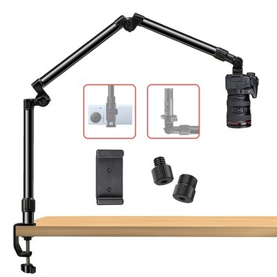 Overhead Camera Mount Desk Stand, Bearing 18lb, Base& Top 360° Adjustable, wi...