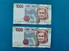 2 x 1000 Lire Italien / Geldschein Banknote von 1990 *°°*