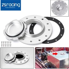 Aluminium Twist On Filler Neck Cap Billet Fuel Cell Flush Tank Cap Mount 12 Bolt