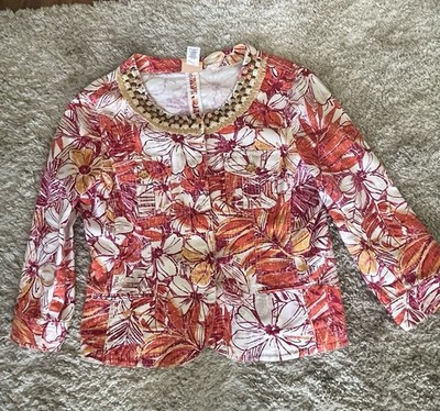 Ruby Rd. Sz  10Floral Button Front Jacket