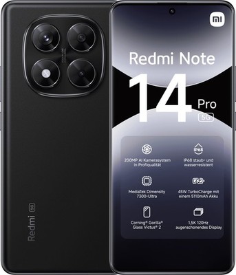 Xiaomi Redmi Note 14 Pro 5G 256GB/8GB Smartphone 6,67'' Dual-SIM Schwarz NEU