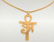 Croix de ankh et oeil d horus en acier inoxydable avec chaine grosse maille