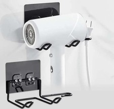 Hair Dryer Holder Wall Mounted No Drill Bathroom Storage Rack Self Adhesive Blac