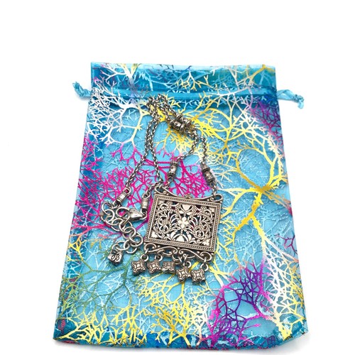 Collana ciondolo Brighton placca argento palazzo stile etnico look vintage 16-17,5 - Foto 6 di 11