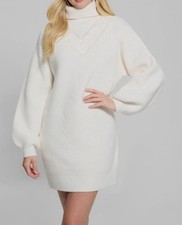 Guess Womens Ivory Katie Turtleneck Long-Sleeve Sweater Dress Size L
