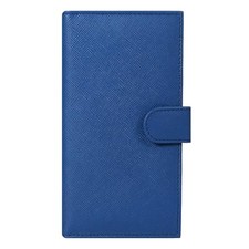 Leather Checkbook Cover for Men  Women -RFID Slim Wallet Pen Royal Blue