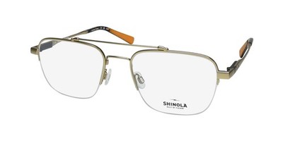 NEW FLEXON SHINOLA 21000 EYEGLASSES 717 52-19-145 PILOT METAL & PLASTIC HALF-RIM