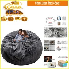 5ft Dark Grey Bean Bag Chair Cover without Filler PV Velvet Lounge Sofa