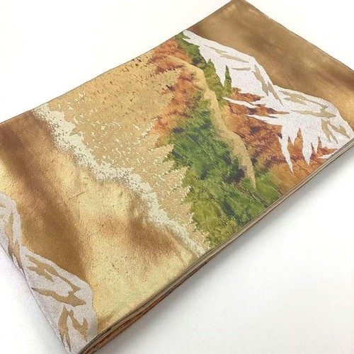4747# Japonés Vintage Fukuro Obi Cinturón Kimono Tela Seda Oro Tradicional - Imagen 3 de 7