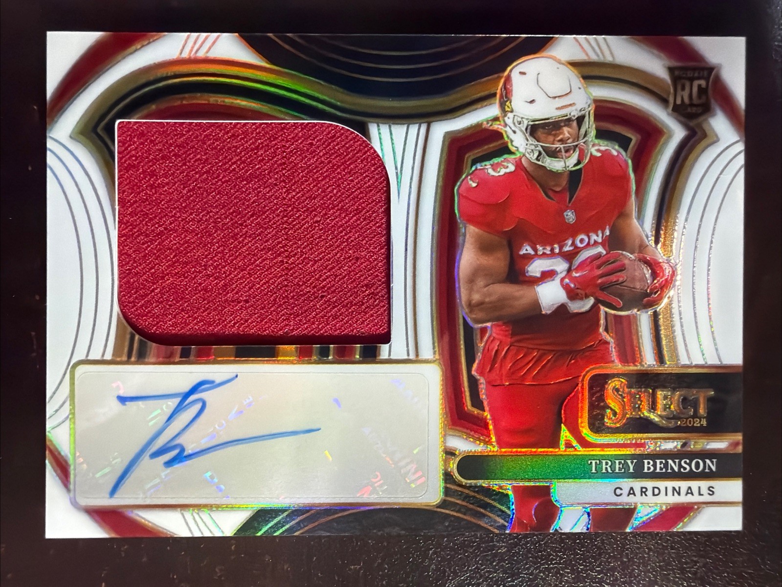 TREY BENSON 2024 SELECT ROOKIE RPA JUMBO PATCH WHITE PRIZM RC AUTO /75