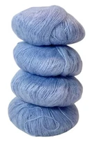 4- Mohair & Wool  & Acrylic Yarn Balls Periwinkle Blue Purple 50 Grams Each NEW
