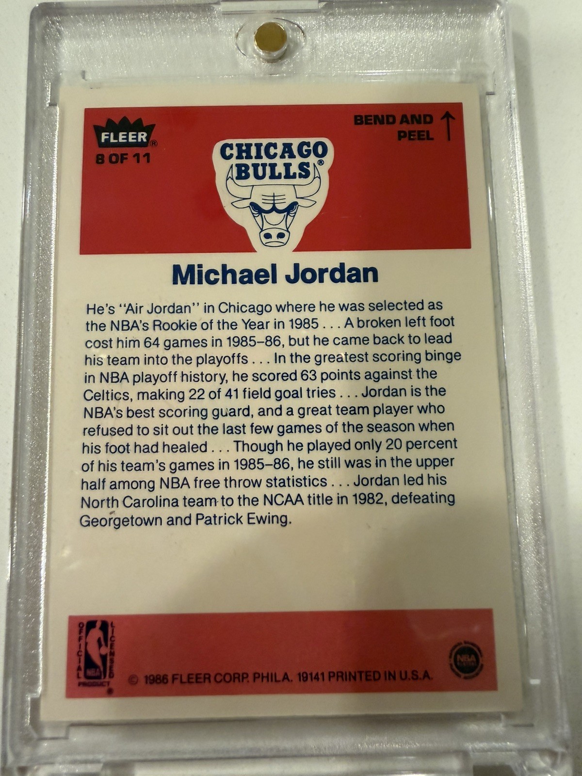 1986-87 Fleer - Stickers Michael Jordan #8 (RC) view 8