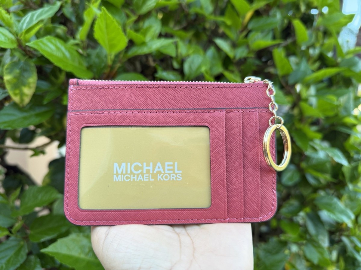 さー Michael Kors Jet Set Coin Pouch ID Holder Card Case Wallet Light