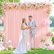 10x10 Blush Pink Backdrop Curtain for Parties Baby Shower Wrinkle Free Pink P...