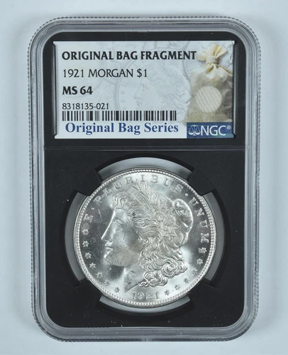 1921 Morgan Silver Dollar Original Bag Fragment MS64 NGC *5143