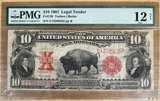 1901 $10 Legal Tender Bison Note PMG Fine 12 Fr#120 Teehee Burke; Lewis & Clark