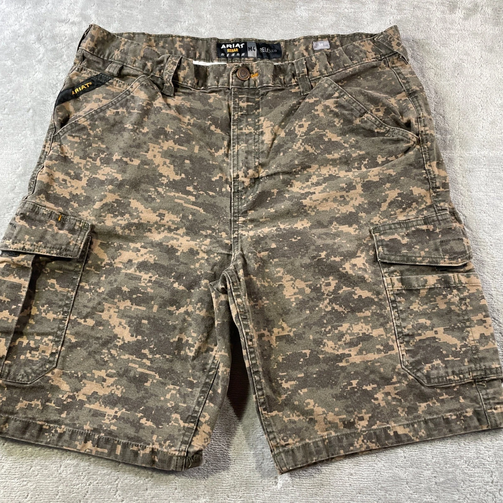Ariat Cargo Shorts Rebar M4 Relaxed Mens 38 Olive Green Digital Camo Work