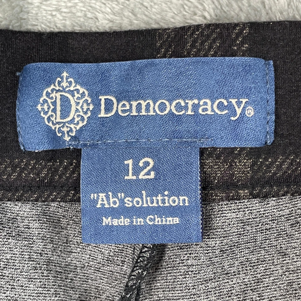 Pantalones de vestir Democracy Ab Solution talla 12 a cuadros oscuros academia carrera elástica Foto 2 de 4