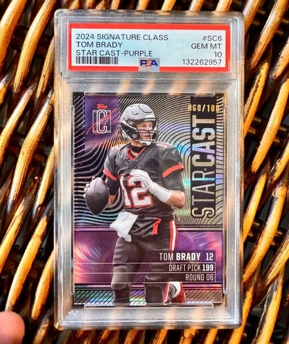 TOM BRADY 2024 signature class STAR*CAST /100 purple PSA 10 GEM MINT pop=2 buccs