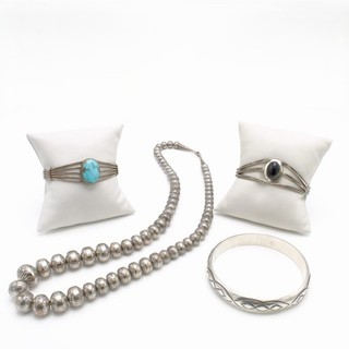 Southwest Sterling Onyx Turquoise Conch Bead Necklace Bracelet Lot of 4#S6104 3